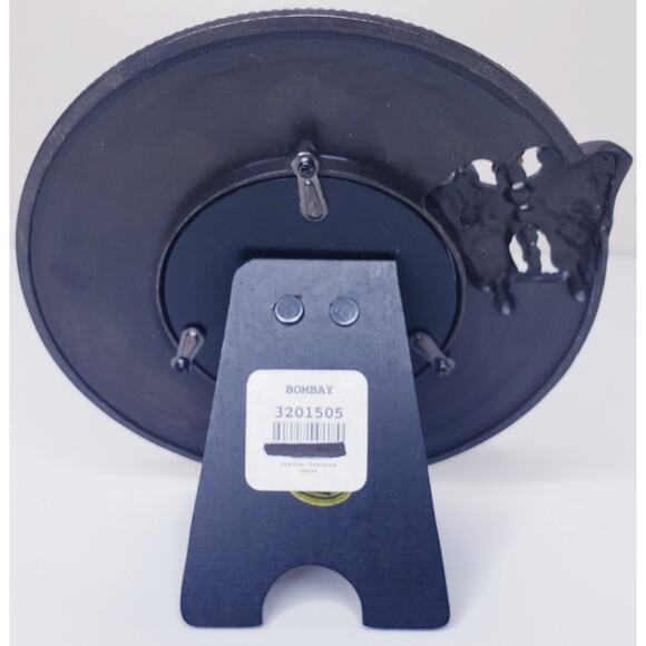 NEW ~ Vtg. BOMBAY Co. Enamel Metal 2.5"X2.5" Picture Frame Butterfly Rhinestones - Picture 2 of 4